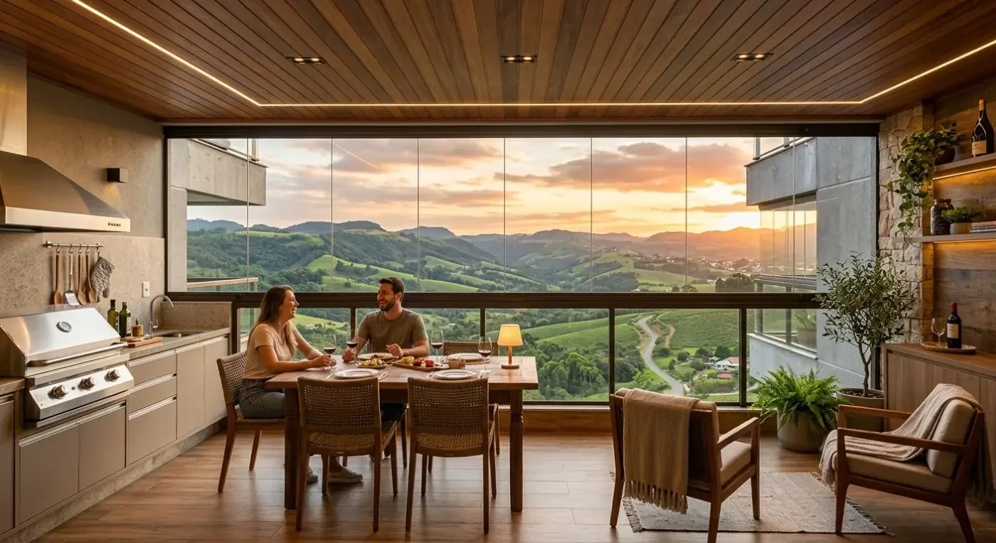 Sacada de apartamento com vidro